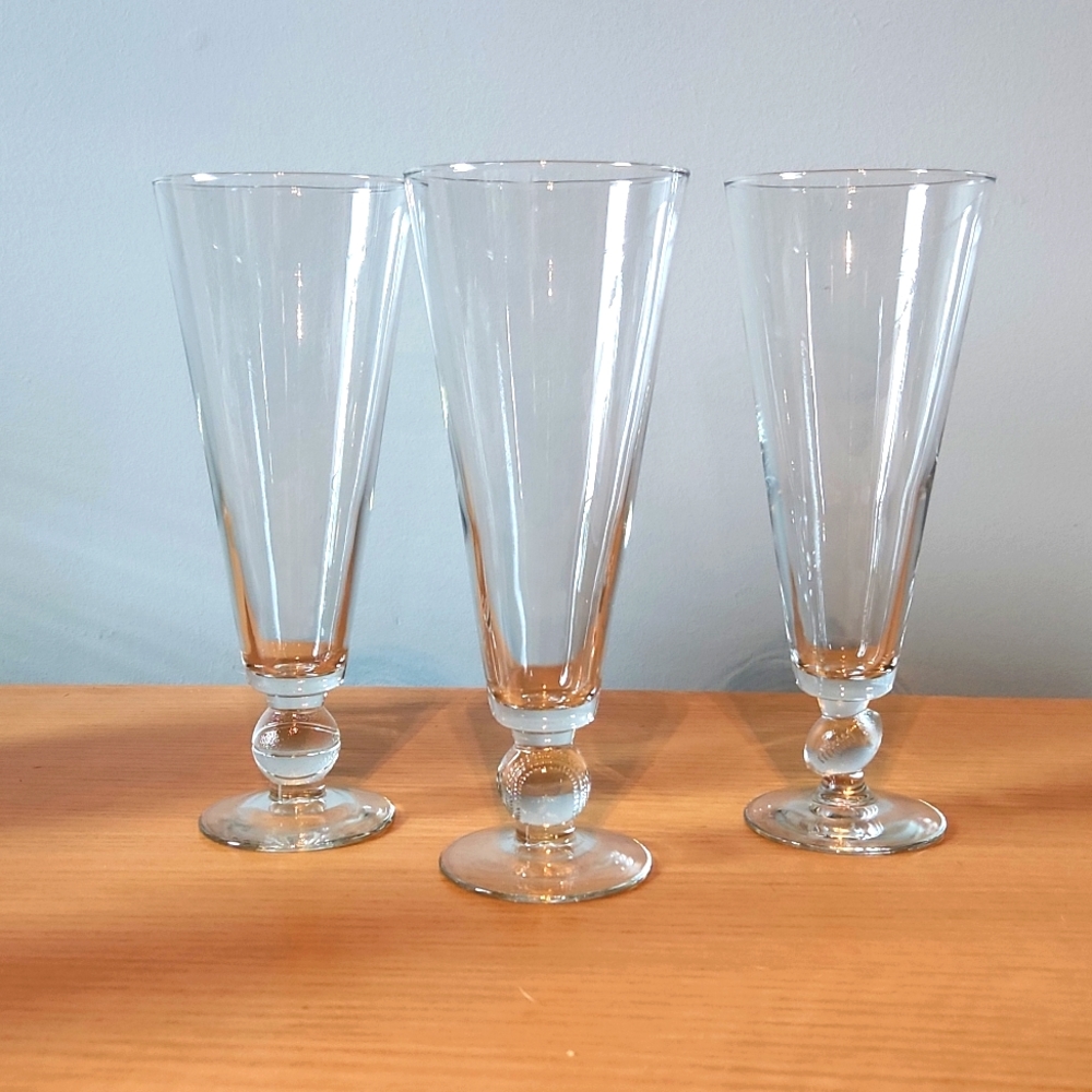 3 Assorted sports Theme Beer Pilsners From Vintage Libbey "Clubhouse Collection"